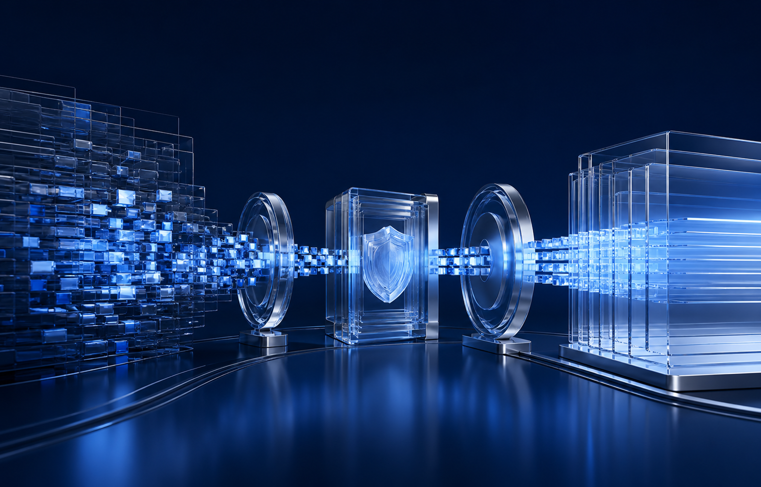 Illustrative protected data moving through verification into a restored state.