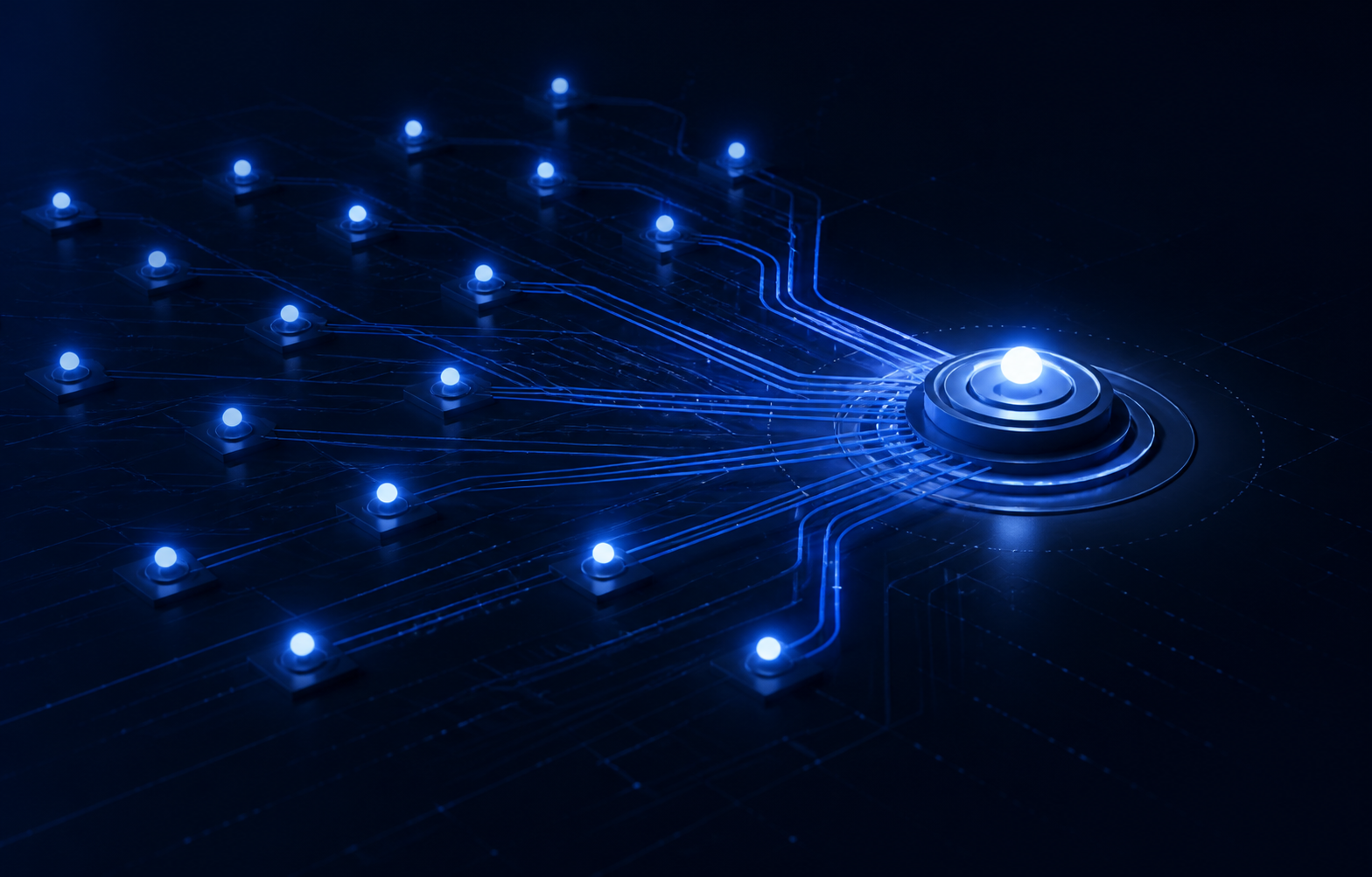 Illustrative managed-device signals converging into one governed operations path.